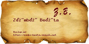 Zámbó Beáta névjegykártya